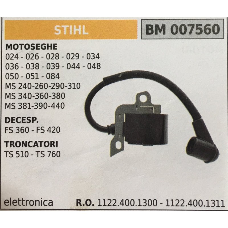 BOBINA BRUMAR ELETTRONICA STIHL MOTOSEGHE 024  026  028  029  034 036  038  039  044  048 050  051  084 MS 240260290310 MS 3403