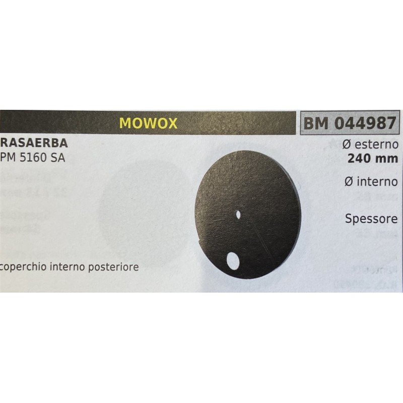 BRUMAR RUOTA RASAERBA MOWOX  RASAERBA PM 5160 SA  coperchio interno posteriore  Ø esterno 240 mm Ø interno  spessore   RO