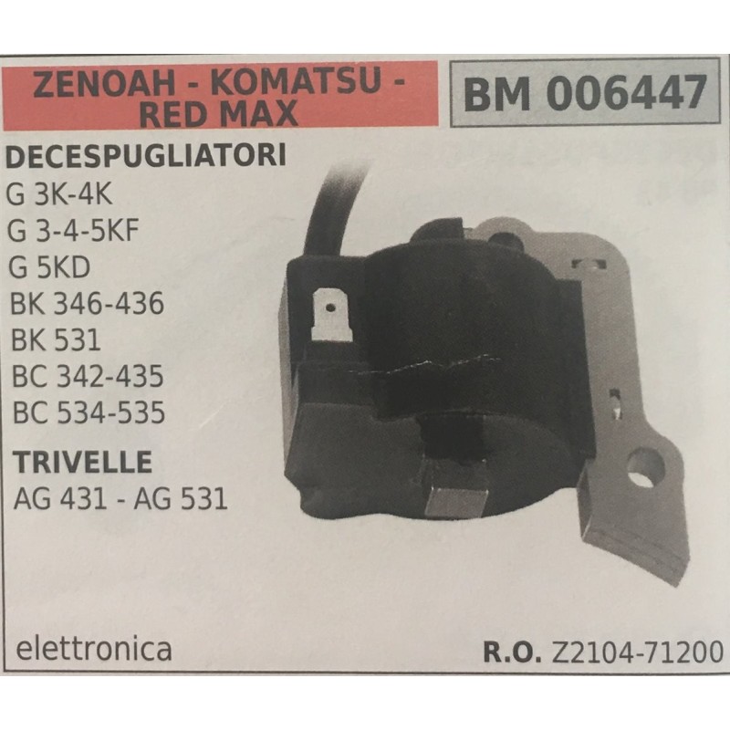 BOBINA BRUMAR ELETTRONICA ZENOAH  KOMATSU  RED MAX DECESPUGLIATORI G 3K4K G 345KF G 5KD BK 346436 BK 531 BC 342435 BC 534535 TR