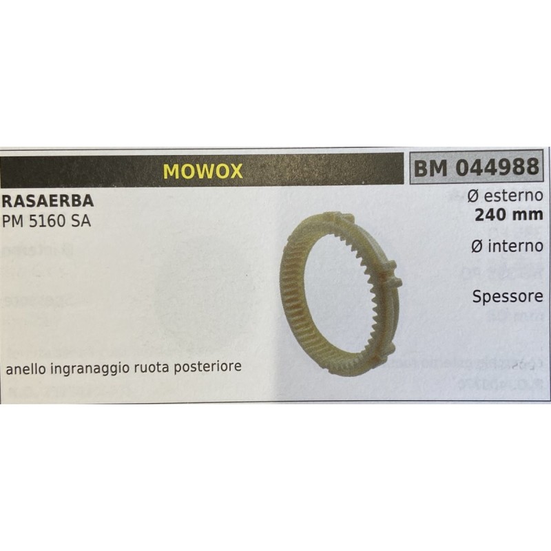 BRUMAR RUOTA RASAERBA MOWOX  RASAERBA PM 5160 SA  anello ingranaggio ruota posteriore  Ø esterno 240 mm Ø interno  spessore   R