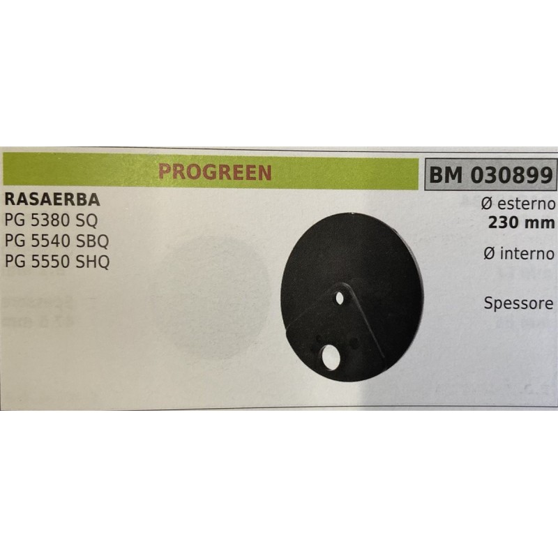 BRUMAR RUOTA RASAERBA PROGREEN  RASAERBA PG 5380 SQ PG 5540 SBQ PG 5550 SHQ  Ø esterno 230 mm Ø interno  spessore   RO