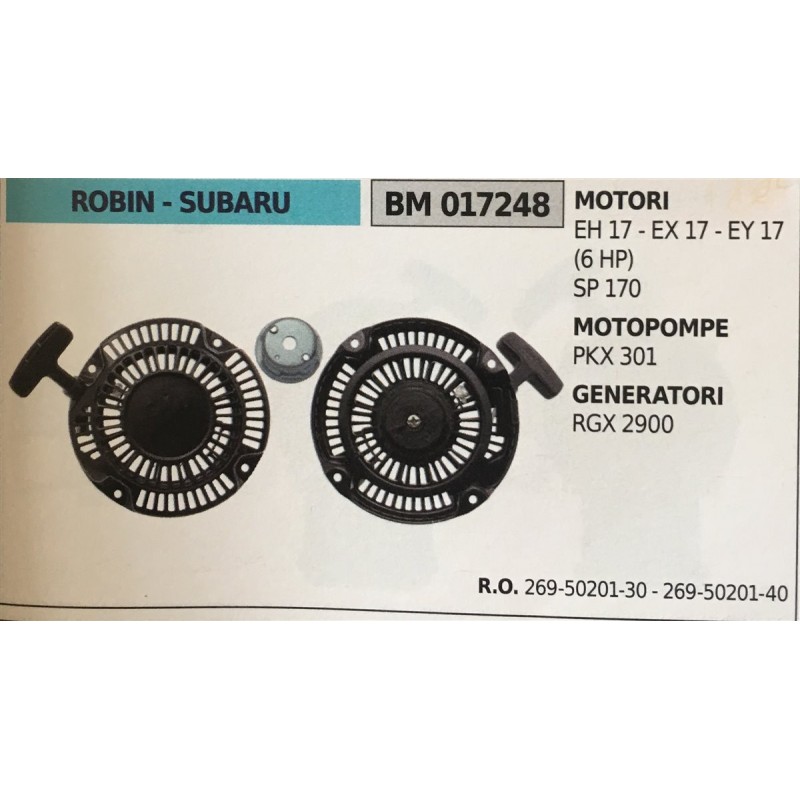 AVVIAMENTO COMPLETO BRUMAR ROBIN  SUBARU MOTORI EH 17  EX 17  EY 17 (6 HP) SP 170 MOTOPOMPE PKX 301 GENERATORI RGX 2900