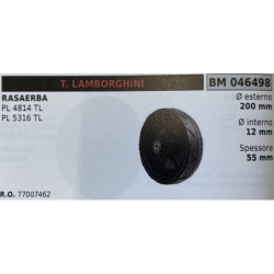 BRUMAR RUOTA RASAERBA T LAMBORGHINI  RASAERBA PL 4814 TL PL 5316 TL  Ø esterno 200 mm Ø interno 12 mm spessore 55 mm  RO 770074