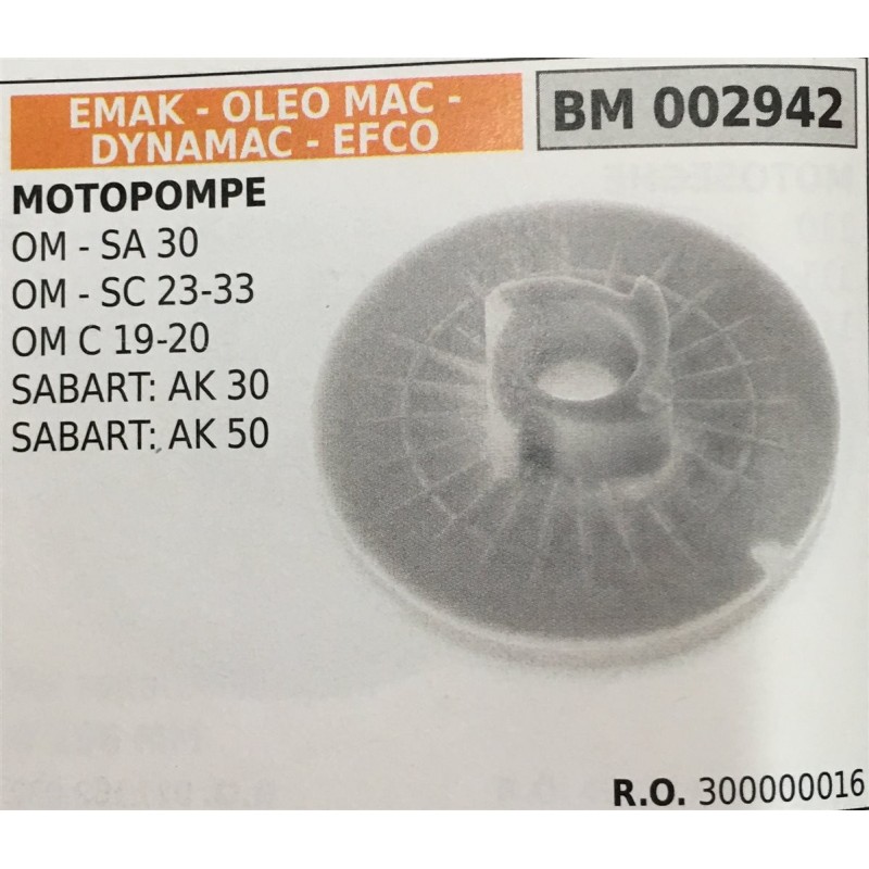 PULEGGIA AVVIAMENTO BRUMAR EMAK  OLEO MAC  DYNAMAC  EFCO MOTOPOMPE OM  SA 30 OM  SC 2333 OM C 1920 SABART AK 30 SABART AK 50