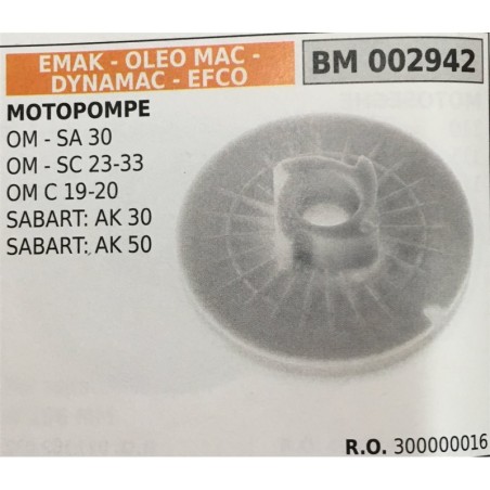 PULEGGIA AVVIAMENTO BRUMAR EMAK  OLEO MAC  DYNAMAC  EFCO MOTOPOMPE OM  SA 30 OM  SC 2333 OM C 1920 SABART AK 30 SABART AK 50