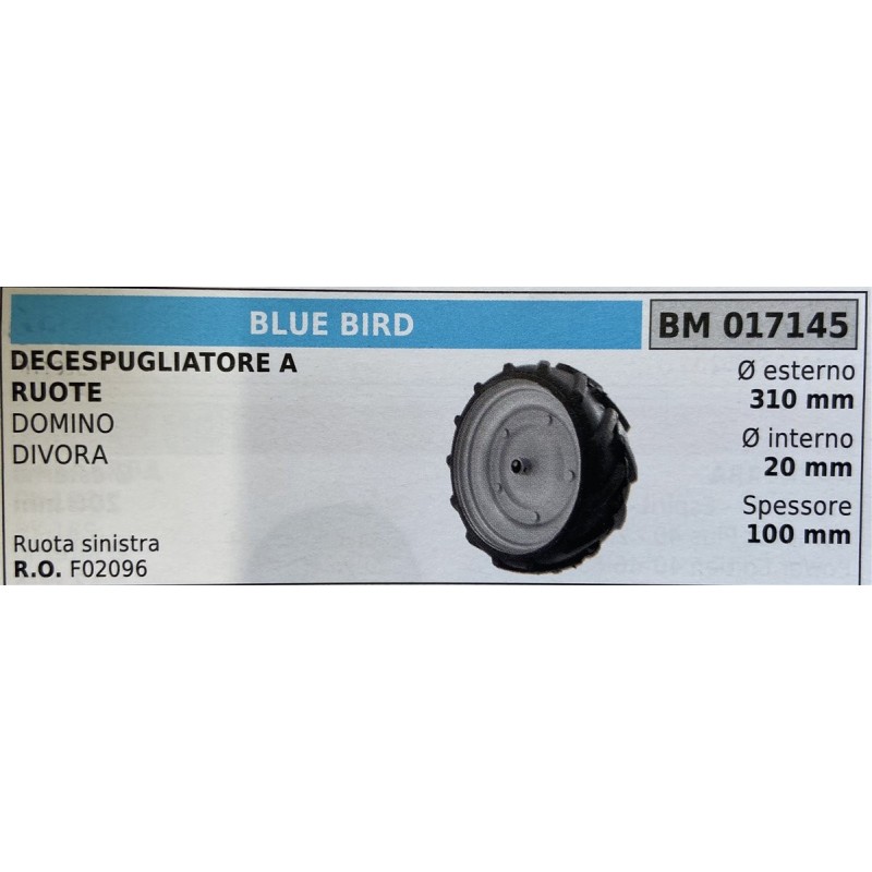 BRUMAR RUOTE VARIE BLUE BIRD  DECESPUGLIATORE A RUOTE DOMINO DIVORA  ruota sinistra Ø esterno 310 mm Ø interno 20 mm spessore 1