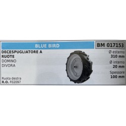 BRUMAR RUOTE VARIE BLUE BIRD  DECESPUGLIATORE A RUOTE DOMINO DIVORA  ruota destra Ø esterno 310 mm Ø interno 20 mm spessore 100