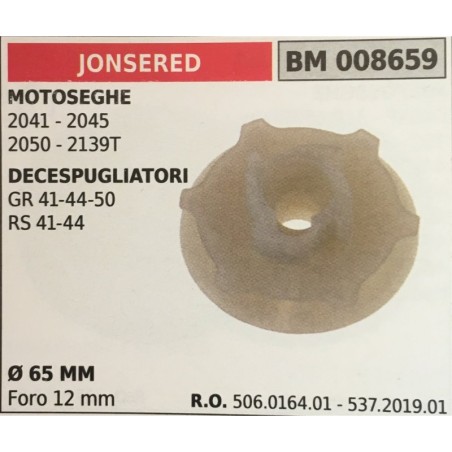 PULEGGIA AVVIAMENTO BRUMAR JONSERED MOTOSEGHE 2041  2045 2050  2139T DECESPUGLIATORI GR 414450 RS 4144    Ø 65 MM foro 12 mm