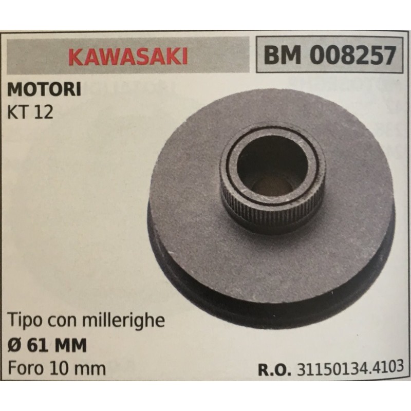 PULEGGIA AVVIAMENTO BRUMAR KAWASAKI MOTORI KT 12    tipo con millerighe Ø 61 MM foro 10 mm