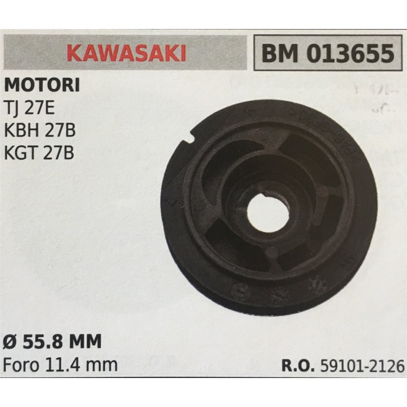 PULEGGIA AVVIAMENTO BRUMAR KAWASAKI MOTORI TJ 27E KBH 27B KGT 27B    Ø 558 MM foro 114 mm