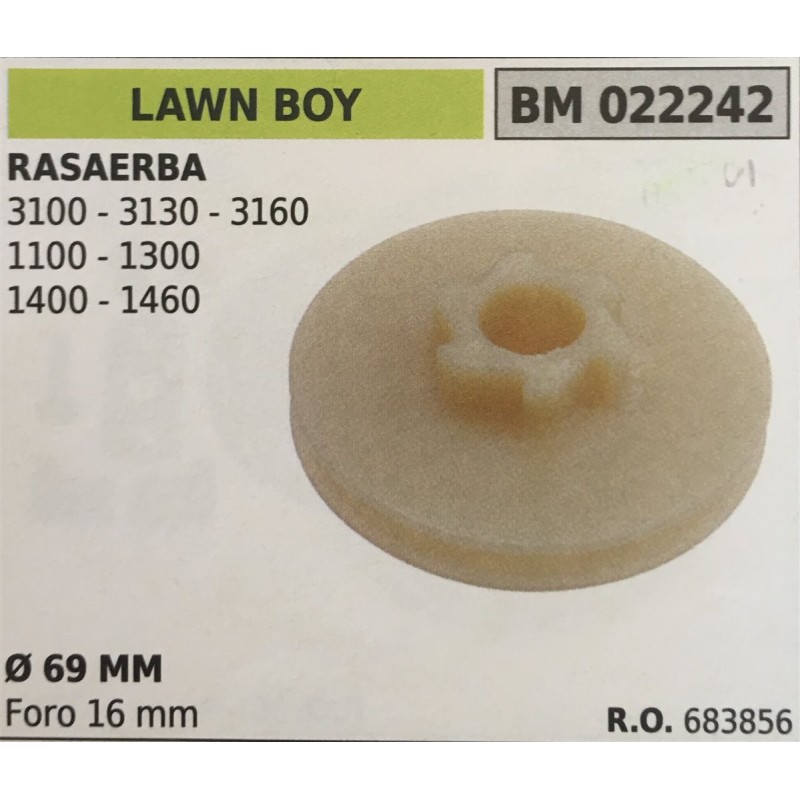 PULEGGIA AVVIAMENTO BRUMAR LAWN BOY RASAERBA 3100  3130  3160 1100  1300 1400  1460    Ø 69 MM foro 16 mm