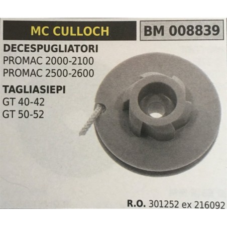 PULEGGIA AVVIAMENTO BRUMAR MC CULLOCH DECESPUGLIATORI PROMAC 20002100 PROMAC 25002600 TAGLIASIEPI GT 4042 GT 5052
