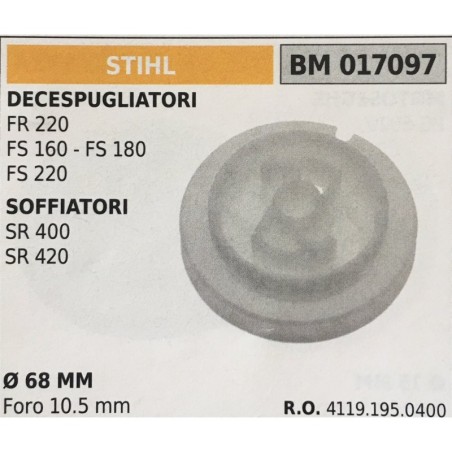 PULEGGIA AVVIAMENTO BRUMAR STIHL DECESPUGLIATORI FR 220 FS 160  FS 180 FS 220 SOFFIATORI SR 400 SR 420    Ø 68 MM foro 105 mm