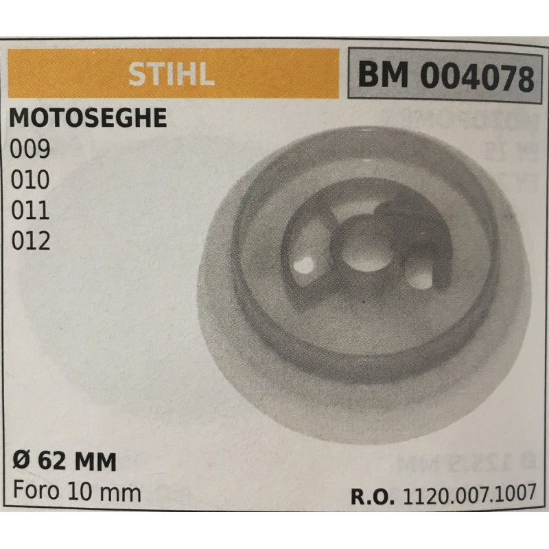 PULEGGIA AVVIAMENTO BRUMAR STIHL MOTOSEGHE 009 010 011 012    Ø 62 MM foro 10 mm