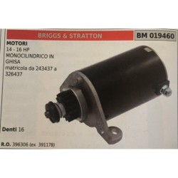 MOTORINO AVVIAMENTO BRUMAR BRIGGS & STRATTON MOTORI 14  16 HP MONOCILINDRICO IN GHISA matricola da 243437 a 326437   DENTI 16