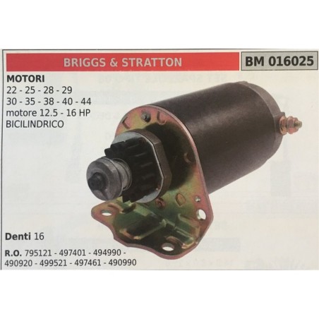 MOTORINO AVVIAMENTO BRUMAR BRIGGS & STRATTON MOTORI 22  25  28  29  30  35  38  40  44  motore 125  16 HP BICILINDRICO
