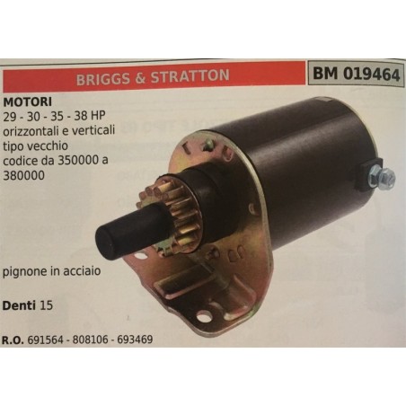 MOTORINO AVVIAMENTO BRUMAR BRIGGS & STRATTON MOTORI 29  30  35  38 HP orizzontali e verticali tipo vecchio codice da 350000 a 3