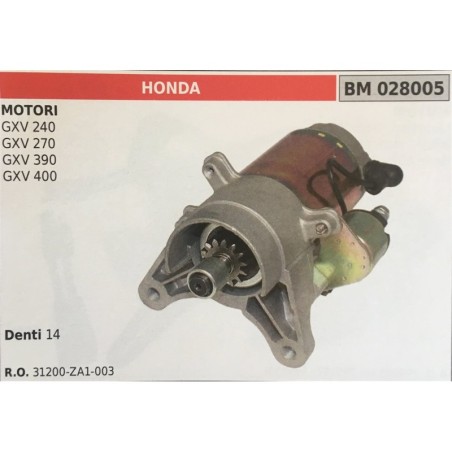 MOTORINO AVVIAMENTO BRUMAR HONDA MOTORI GXV 240 GXV 270 GXV 390 GXV 400     DENTI 14