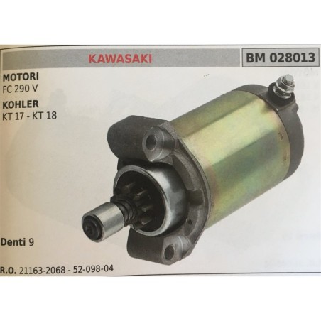 MOTORINO AVVIAMENTO BRUMAR KAWASAKI MOTORI FC 290 V KOHLER KT 17 KT 18    DENTI 9