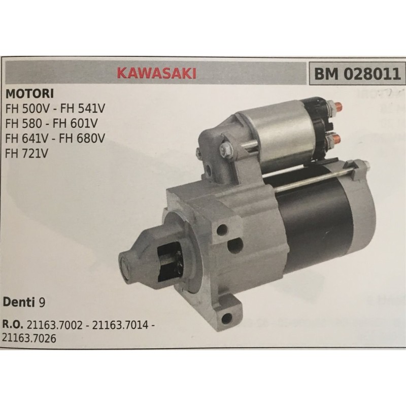 MOTORINO AVVIAMENTO BRUMAR KAWASAKI MOTORI FH 500V  FH 541V FH 580  FH 601H FH 641V  FH 680V FH 721V    DENTI 9