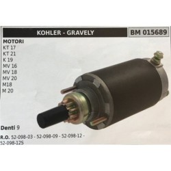 MOTORINO AVVIAMENTO BRUMAR KOHLER  GRAVELY MOTORI KT 17  KT 21 K 19 MV 16 MV 18 MV 20 M18 M 20    DENTI 9