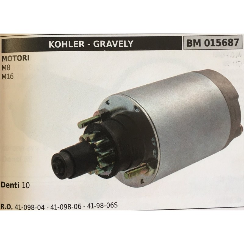 MOTORINO AVVIAMENTO BRUMAR KOHLER  GRAVELY MOTORI M8 M16    DENTI 10