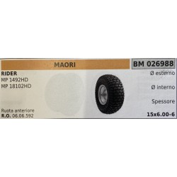 BRUMAR RUOTE VARIE MAORI  RIDER MP 1492HD MP 18102HD  ruota anteriore Ø esterno  Ø interno  spessore   RO 0606592  15x6006