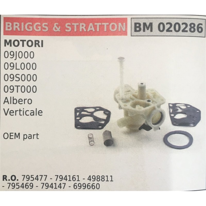 CARBURATORE A VASCHETTA BRUMAR BRIGGS&STRATTON MOTORI 09J000 09L000 09S000 09T000 Albero verticale    OEM part