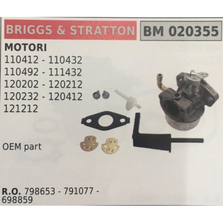 CARBURATORE A VASCHETTA BRUMAR BRIGGS&STRATTON MOTORI 110412  110432 110492  111432 120202  120212 120232  120412 121212    OEM