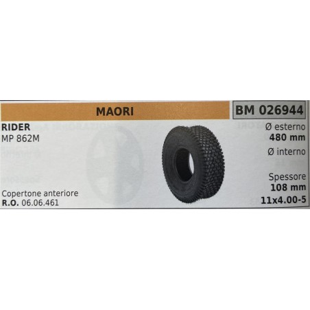 BRUMAR RUOTE VARIE MAORI  RIDER MP 862M  copertone anteriore Ø esterno 480 mm Ø interno  spessore 108 mm  RO 0606461  11x4005