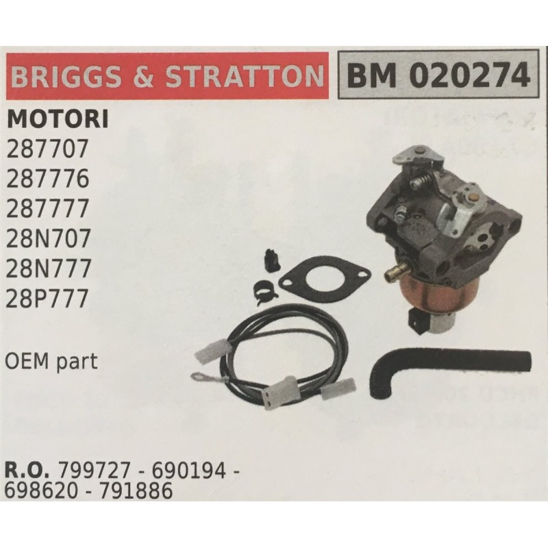 CARBURATORE A VASCHETTA BRUMAR BRIGGS&STRATTON MOTORI 287707 287776 287777 28N707 28N777 28P777    OEM part