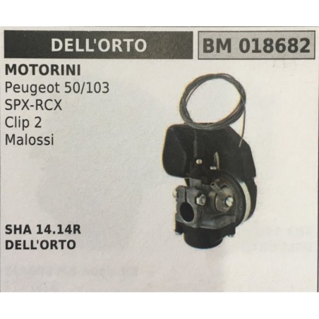 CARBURATORE A VASCHETTA BRUMAR DELL'ORTO MOTORINI Peugeot 50103 SPXRCX Clip 2 Malossi    SHA 1414R DELL'ORTO