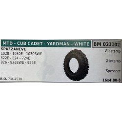 BRUMAR RUOTE VARIE MTD  CUB CADET  YARDMAN  WHITE  SPAZZANEVE MPB 976AE MPB 1587AE  Ø esterno  Ø interno  spessore   RO 7341530