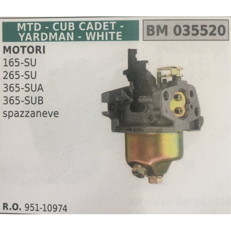 CARBURATORE A VASCHETTA BRUMAR MTD  CUB CADET  YARDMAN  WHITE MOTORI  165SU 265SU 365SUA 365SUB spazzaneve