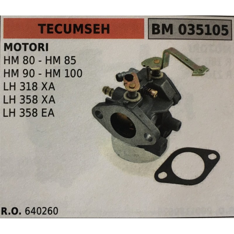 CARBURATORE A VASCHETTA BRUMAR TECUMSEH MOTORI HM 80  HM 85 HM 90  HM 100 LH 318 XA LH 358 XA LH 358 EA