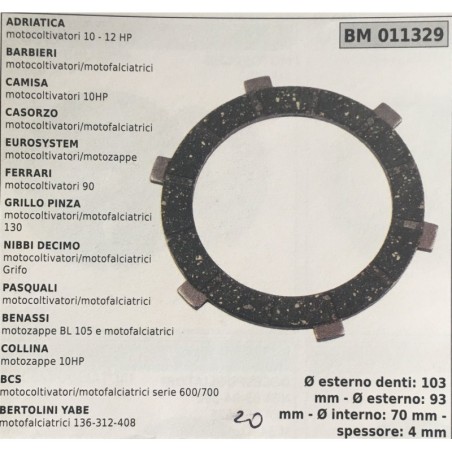 FRIZIONE AGRICOLA COMPLETA BRUMAR ADRIATICA motocoltivatori 1012 HP BARBIERI motocoltivatorimotofalciatrici CAMISA motocoltivat
