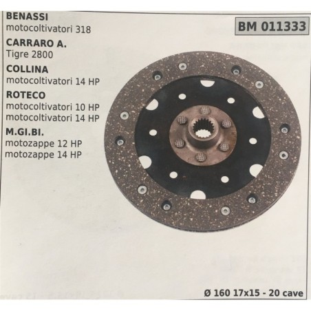 FRIZIONE AGRICOLA COMPLETA BRUMAR BENASSI motocoltivatori 318 CARRARO A  Tigre 2800 COLLINA motocoltivatori 14 HP ROTECO motoco