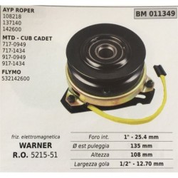 FRIZIONE ELETTROMAGNETICA BRUMAR WARNER AYP ROPER 108218 137140 142600 MTD  CUB CADET 7170949 7171434 9170949 9171434 FLYMO 532