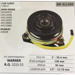 FRIZIONE ELETTROMAGNETICA BRUMAR WARNER CUB CADET 138412 JOHN DEERE AM100979 AM115090 AM123038 AM116083 AM118969 AM122969 MURRA