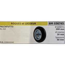 BRUMAR RUOTE VARIE ROQUES et LECOEUR  FALCIATUTTO RL 210  Ø esterno 200 mm Ø interno 20 mm spessore 50 mm  RO 0309000045