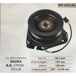 FRIZIONE ELETTROMAGNETICA BRUMAR OGURA    foro int 282 mm Ø est puleggia 135 mm altezza 128 mm larghezza gola 58  1588 mm