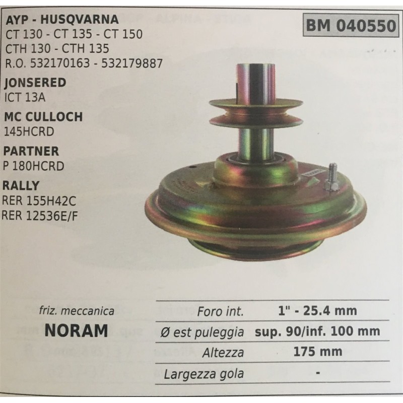 FRIZIONE MECCANICA BRUMAR NORAM AYP  HUSQVARNA CT 130  CT 135  CT 150 CTH 130  CTH 135 RO 532170163  532179887 JONSERED  ICT 13
