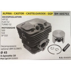 CILINDRO COMPLETO DI PISTONE E SEGMENTI BRUMAR  ALPINA  CASTOR  CASTELGARDEN  GGP DECESPUGLIATORI VIP 52 FLEX 52 TURBO 52 MOTOS