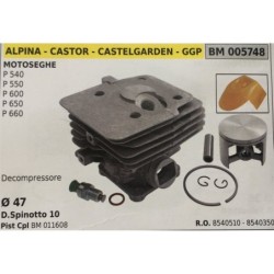 CILINDRO COMPLETO DI PISTONE E SEGMENTI BRUMAR  ALPINA  CASTOR  CASTELGARDEN  GGP MOTOSEGHE P 540 P 550 P 600 P 650 P 660    De
