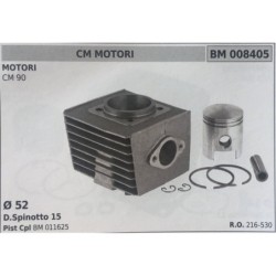 CILINDRO COMPLETO DI PISTONE E SEGMENTI BRUMAR  CM MOTORI MOTORI CM 90    Ø 52 DSpinotto 15 Pist Cpl BM 011625