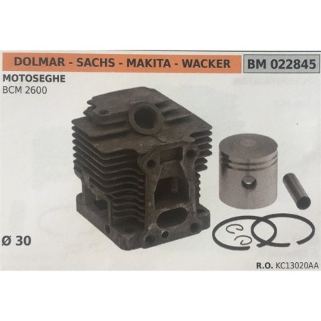 CILINDRO COMPLETO DI PISTONE E SEGMENTI BRUMAR  DOLMAR  SACHS  MAKITA  WACKER MOTOSEGHE BCM 2600    Ø 30