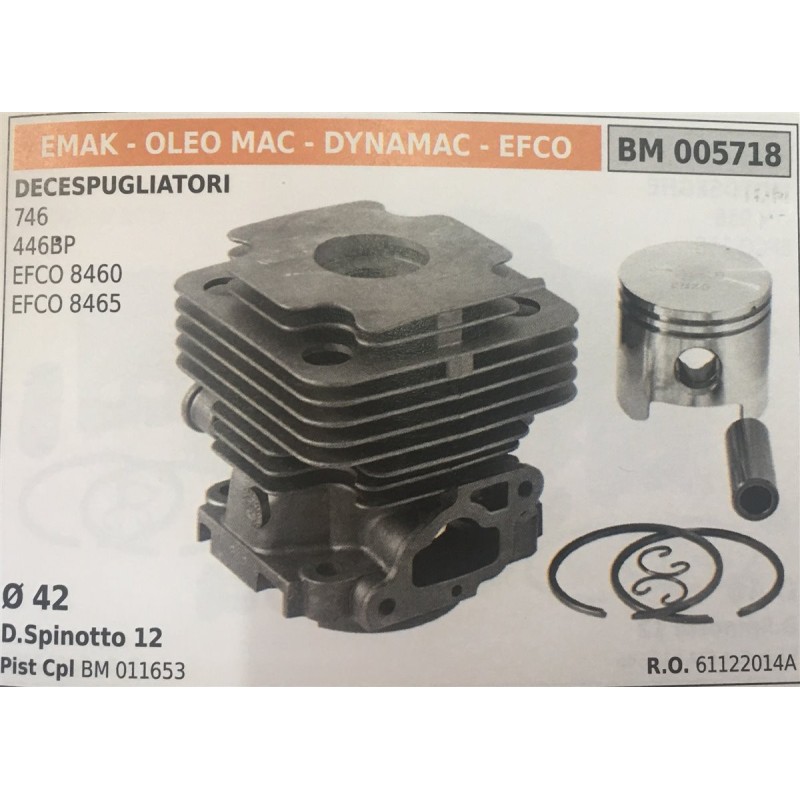 CILINDRO COMPLETO DI PISTONE E SEGMENTI BRUMAR  EMAK  OLEO MAC  DYNAMAC  EFCO DECESPUGLIATORI 746 446BP EFCO 8460 EFCO 8465