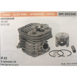 CILINDRO COMPLETO DI PISTONE E SEGMENTI BRUMAR  EMAK  OLEO MAC  DYNAMAC  EFCO MOTOSEGHE OM 942 EFCO 142    Ø 42 DSpinotto 10 Pi