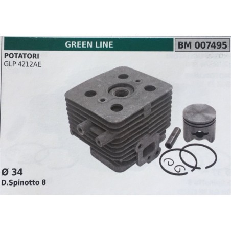 CILINDRO COMPLETO DI PISTONE E SEGMENTI BRUMAR  GREEN LINE POTATORI GLP 4212AE    Ø 34 DSpinotto 8