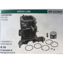 CILINDRO COMPLETO DI PISTONE E SEGMENTI BRUMAR  GREEN LINE SOFFIATORI EBV 245 (4 tempi)    2 SEGMENTI + RASCHIAOLIO Ø 34 DSpino